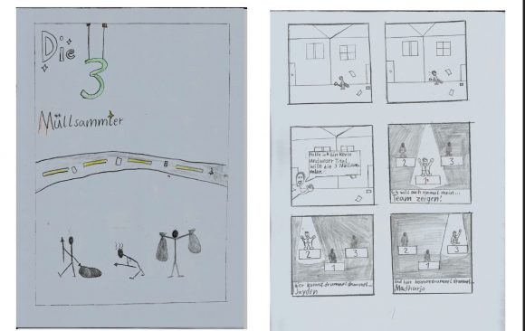 Das Thema Müll im Comic von drei Siebtklässlern